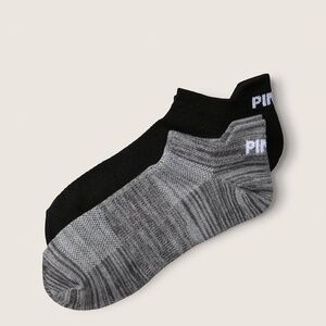 Victoria's Secret PINK Low Show Sock 2 Pack Black, Gray NEW